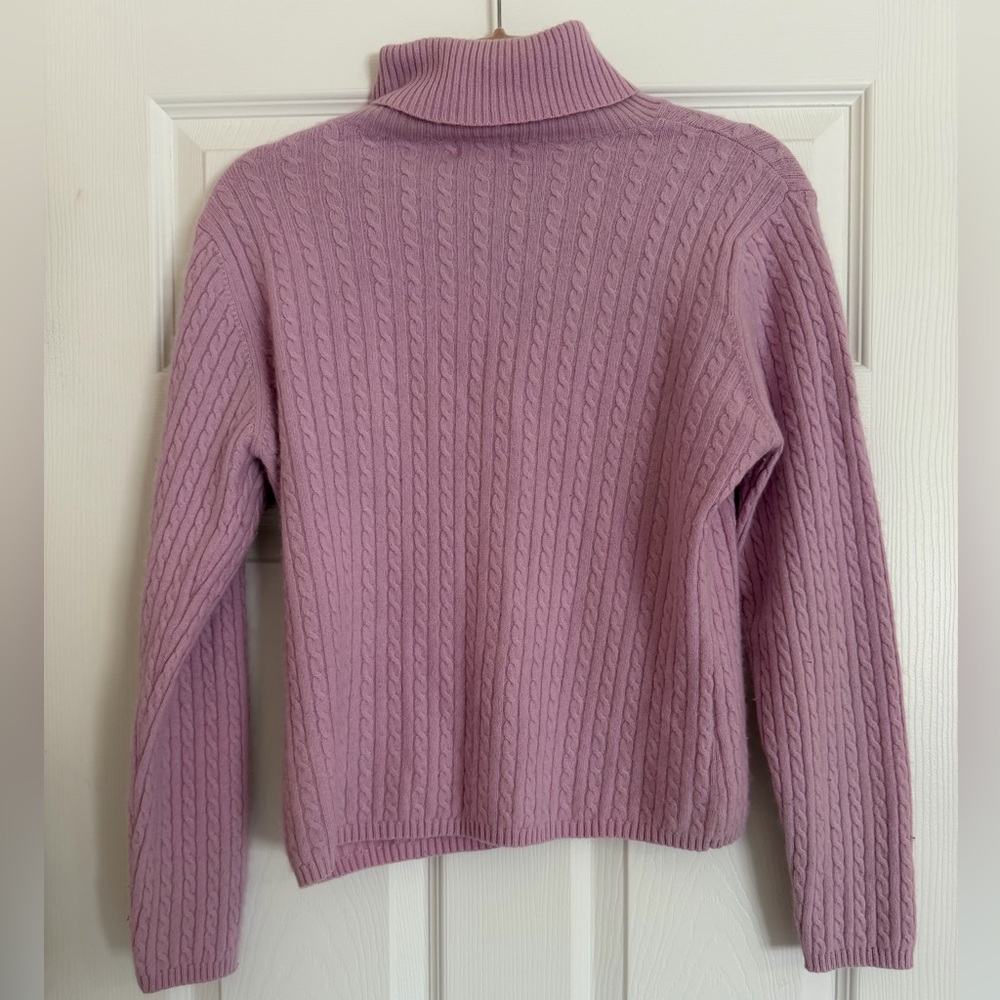 Vintage LL Bean Cotton Cashmere blend turtleneck size medium purple / pink
